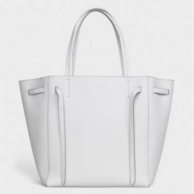 Celine Small Cabas Phantom Bag In White Grained Calfskin CCBS24108