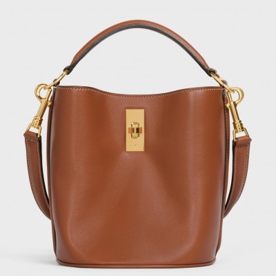 Celine Teen Bucket 16 Bag In Brown Calfskin CCBS24092