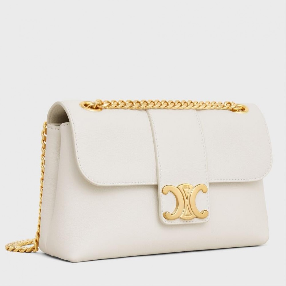 Celine Teen Victoire Bag in White Calfskin CCBS24215