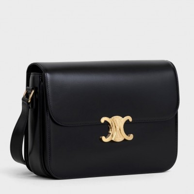 Celine Triomphe Large Bag In Black Calfskin CCBS24181