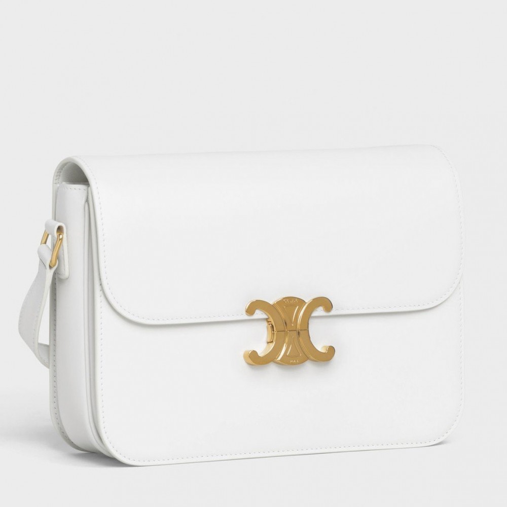 Celine Triomphe Large Bag In White Calfskin CCBS24186