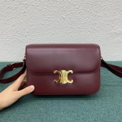 Celine Triomphe Medium Bag In Bordeaux Smooth Calfskin CCBS24189