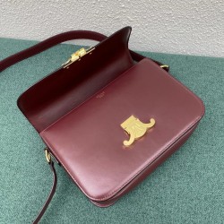 Celine Triomphe Medium Bag In Bordeaux Smooth Calfskin CCBS24189