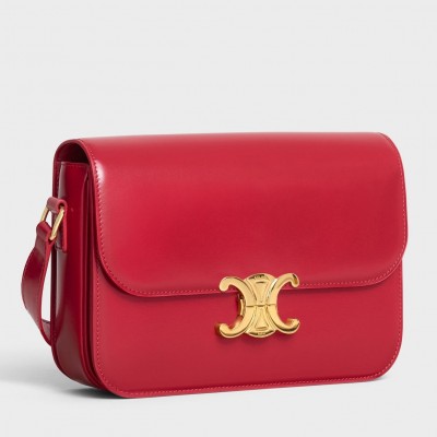 Celine Triomphe Medium Bag In Red Smooth Calfskin CCBS24193