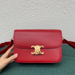 Celine Triomphe Medium Bag In Red Smooth Calfskin CCBS24193