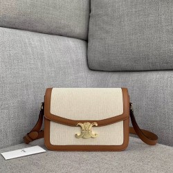 Celine Triomphe Medium Bag In Textile and Calfskin CCBS24194