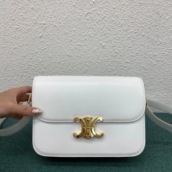 Celine Triomphe Medium Bag In White Smooth Calfskin CCBS24195