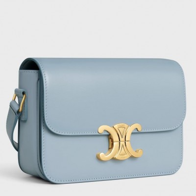 Celine Triomphe Teen Bag In Pale Blue Leather CCBS24201