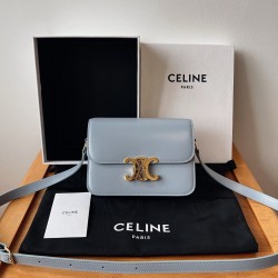 Celine Triomphe Teen Bag In Pale Blue Leather CCBS24201