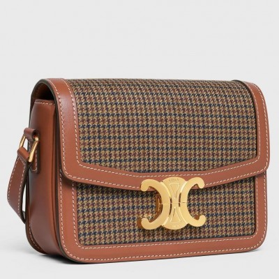 Celine Triomphe Teen Bag In Tweed and Calfskin CCBS24205