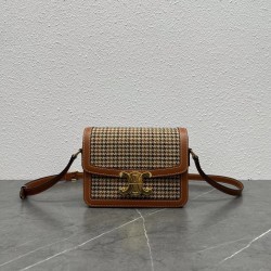 Celine Triomphe Teen Bag In Tweed and Calfskin CCBS24205