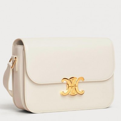 Celine Triomphe Teen Bag In White Leather CCBS24206