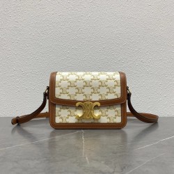 Celine Triomphe Teen Bag In White Triomphe Canvas CCBS24207