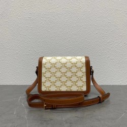 Celine Triomphe Teen Bag In White Triomphe Canvas CCBS24207