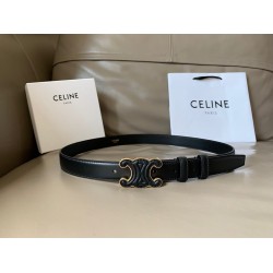 Celine Medium Cuir Triomphe Belt 25MM in Black Calfskin CCBS24133