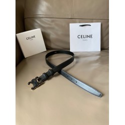 Celine Medium Cuir Triomphe Belt 25MM in Black Calfskin CCBS24133