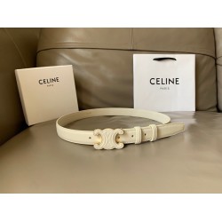 Celine Medium Cuir Triomphe Belt 25MM in White Calfskin CCBS24135