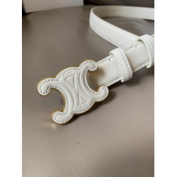 Celine Medium Cuir Triomphe Belt 25MM in White Calfskin CCBS24135