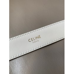 Celine Medium Cuir Triomphe Belt 25MM in White Calfskin CCBS24135