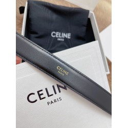 Celine Medium Triomphe Belt 25MM in Black Calfskin CCBS24136