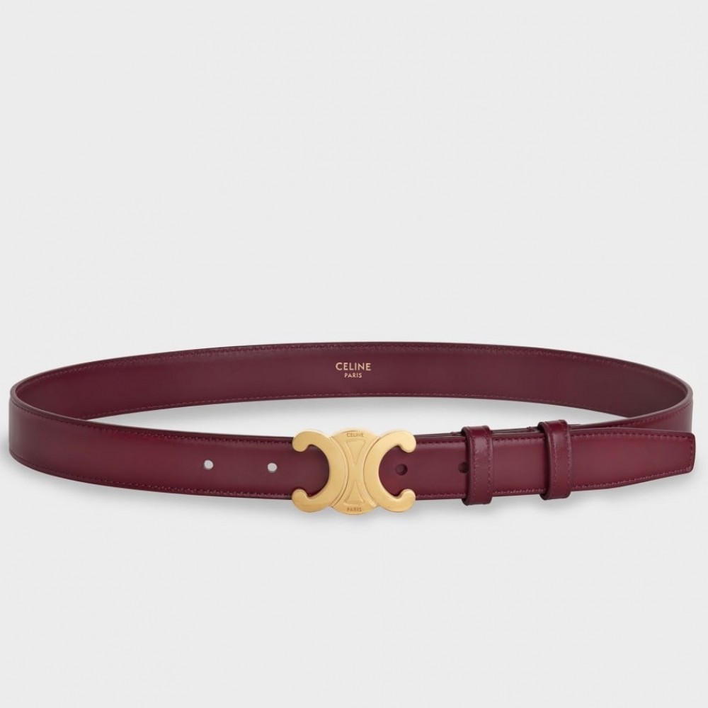 Celine Medium Triomphe Belt 25MM in Bordeaux Calfskin CCBS24137