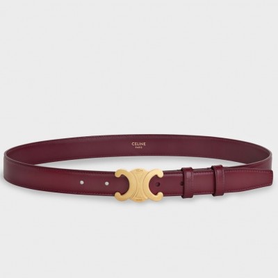 Celine Medium Triomphe Belt 25MM in Bordeaux Calfskin CCBS24137