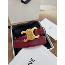 Celine Medium Triomphe Belt 25MM in Bordeaux Calfskin CCBS24137