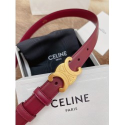 Celine Medium Triomphe Belt 25MM in Bordeaux Calfskin CCBS24137