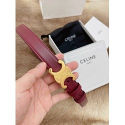 Celine Medium Triomphe Belt 25MM in Bordeaux Calfskin CCBS24137