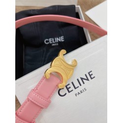 Celine Medium Triomphe Belt 25MM in Pink Calfskin CCBS24139