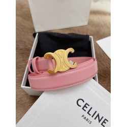 Celine Medium Triomphe Belt 25MM in Pink Calfskin CCBS24139