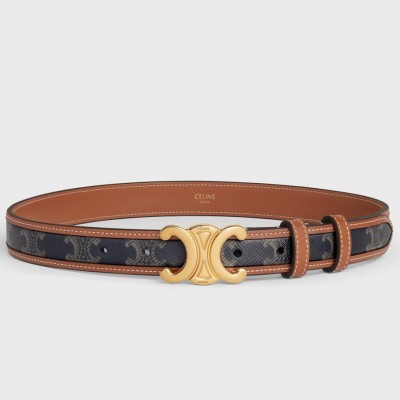 Celine Medium Triomphe Belt 25MM in Tan Triomphe Canvas CCBS24140