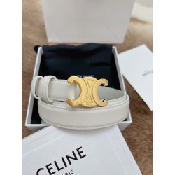 Celine Medium Triomphe Belt 25MM in White Calfskin CCBS24141