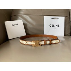 Celine Medium Triomphe Belt 25MM in White Triomphe Canvas CCBS24142