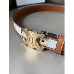 Celine Medium Triomphe Belt 25MM in White Triomphe Canvas CCBS24142