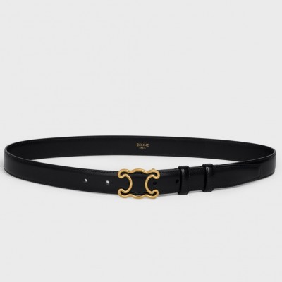 Celine Medium Triomphe Frame Belt 25MM in Black Calfskin CCBS24143