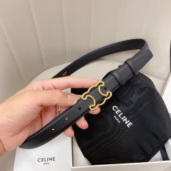 Celine Medium Triomphe Frame Belt 25MM in Black Calfskin CCBS24143