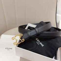 Celine Medium Triomphe Frame Belt 25MM in Black Calfskin CCBS24143