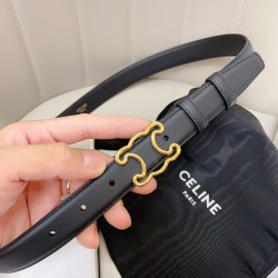 Celine Medium Triomphe Frame Belt 25MM in Black Calfskin CCBS24143