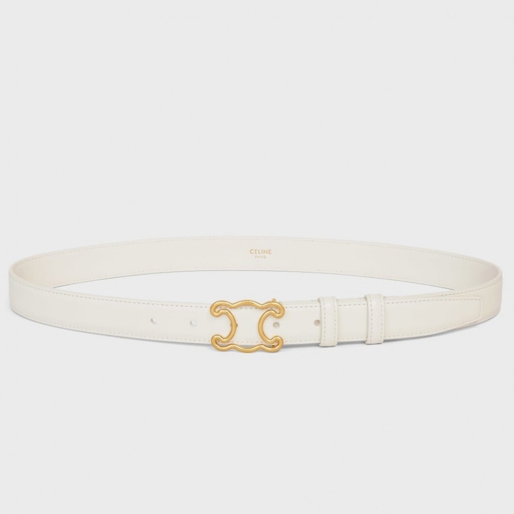 Celine Medium Triomphe Frame Belt 25MM in White Calfskin CCBS24144