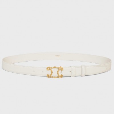 Celine Medium Triomphe Frame Belt 25MM in White Calfskin CCBS24144