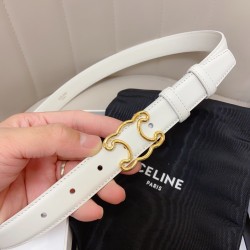 Celine Medium Triomphe Frame Belt 25MM in White Calfskin CCBS24144