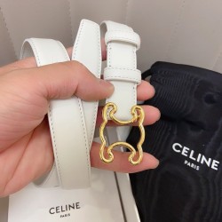 Celine Medium Triomphe Frame Belt 25MM in White Calfskin CCBS24144