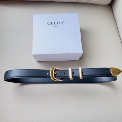 Celine Medium Western Belt 25MM in Black Calfskin CCBS24145