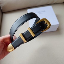 Celine Medium Western Belt 25MM in Black Calfskin CCBS24145