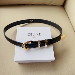 Celine Medium Western Belt 25MM in Black Calfskin CCBS24145