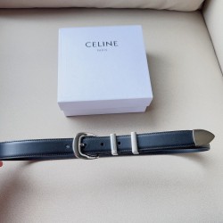 Celine Medium Western Belt 25MM in Black Leather CCBS24146