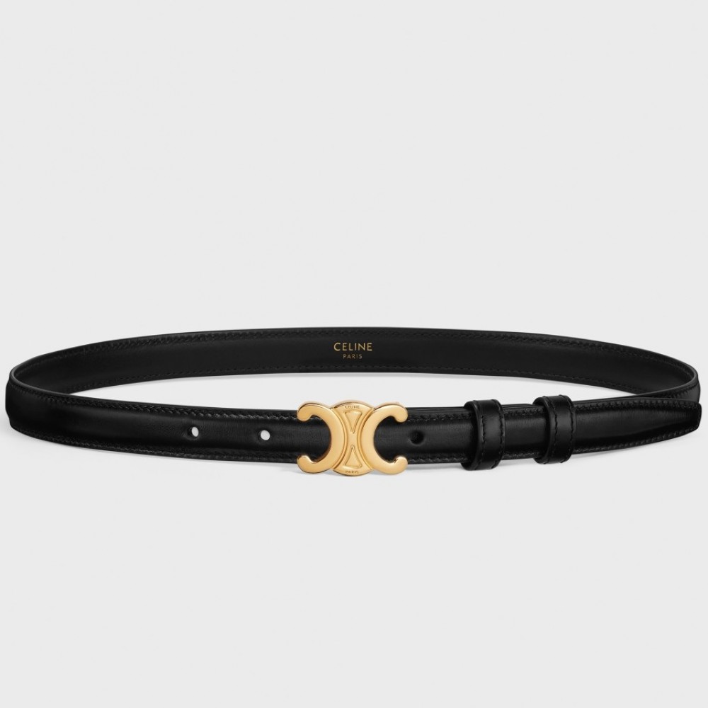 Celine Small Triomphe Belt 18MM in Black Calfskin CCBS24147