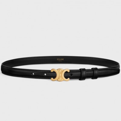 Celine Small Triomphe Belt 18MM in Black Calfskin CCBS24147