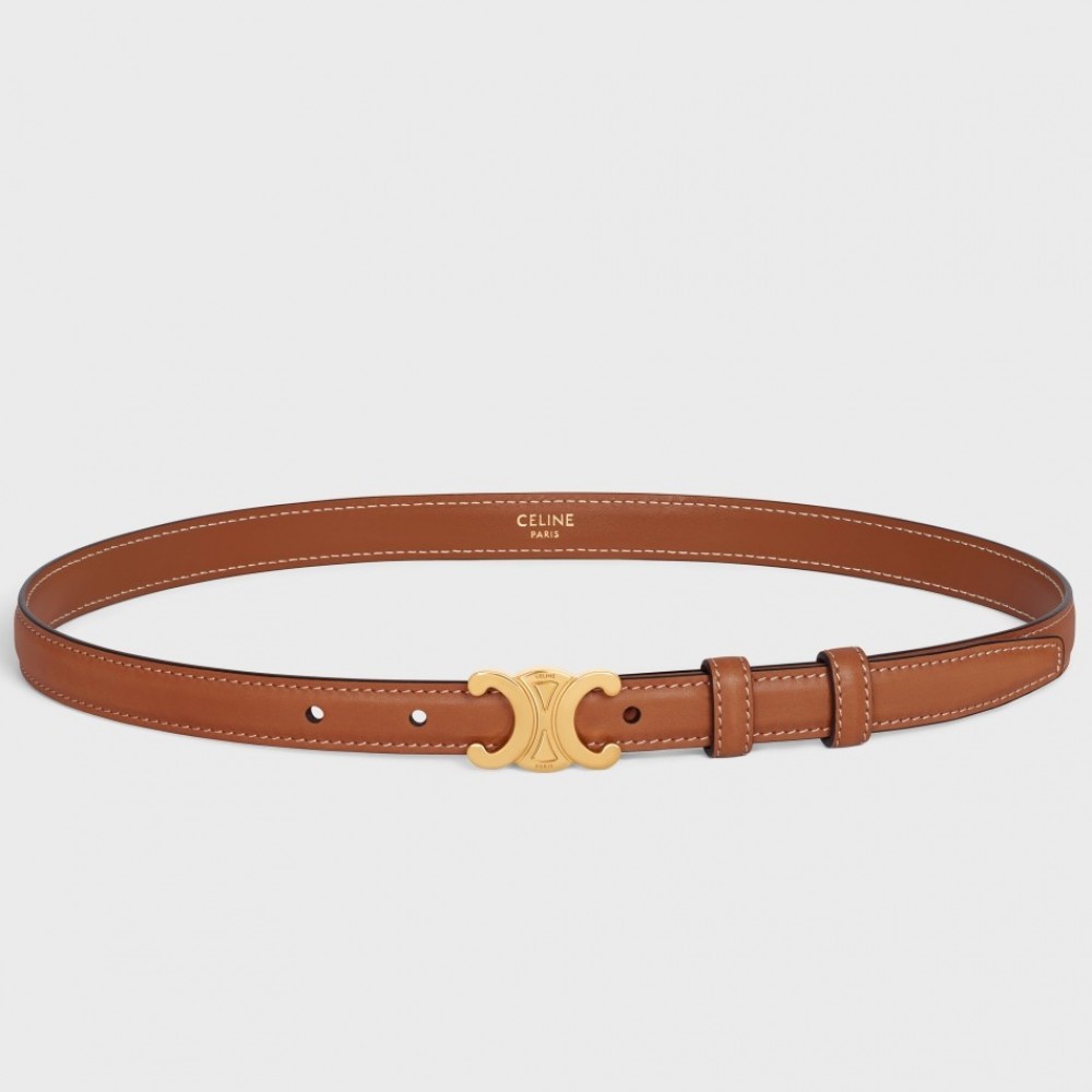 Celine Small Triomphe Belt 18MM in Brown Calfskin CCBS24148